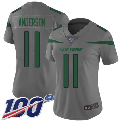 New York Jets Limited Gray Women Robby Anderson Jersey NFL Football #11 100th Season Inverted Legend->youth nfl jersey->Youth Jersey